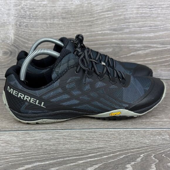Merrell Trail Glove 4 Women’s Sz 10 Black Blue Gray Vibram Trail Running Sneaker - Picture 1 of 13